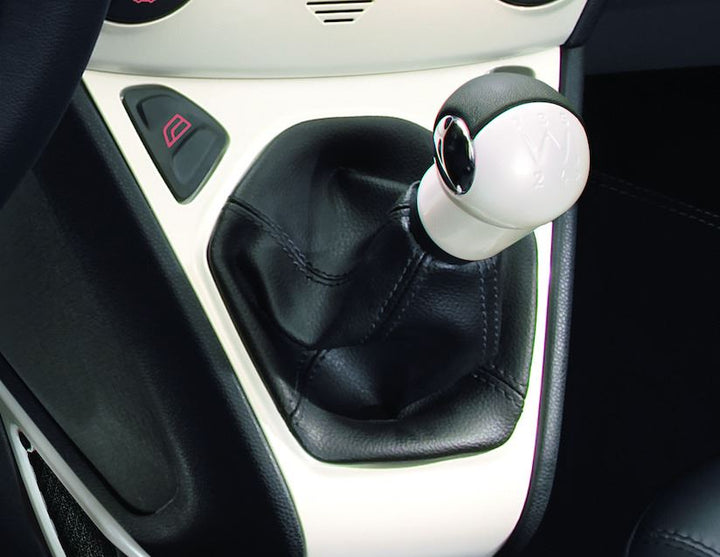 Originale Ford Ka Pommeau de levier de vitesses blanc Perle avec insert en cuir noir