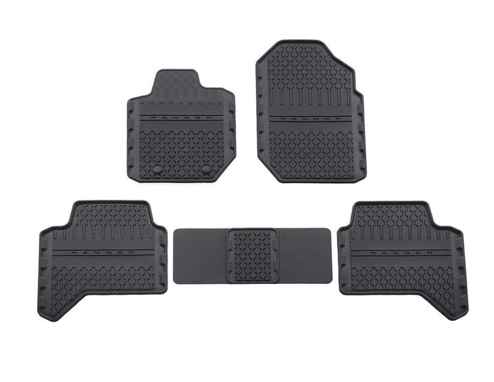 Tapis de sol en caoutchouc avant et arrière noir pour Ford Ranger