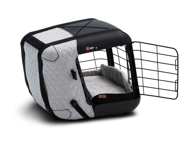 4pets® Caisse de transport Caree pour chiens et chats « Cool Grey » jusqu’à 8 kg