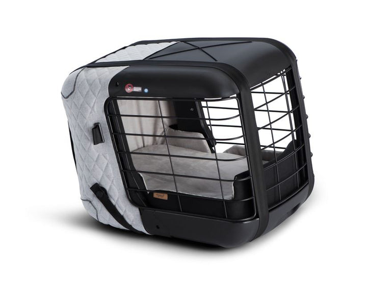 4pets® Caisse de transport Caree pour chiens et chats « Cool Grey » jusqu’à 8 kg