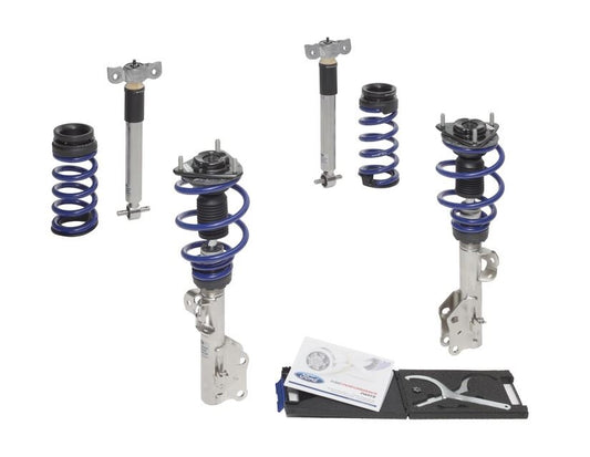 Originale Ford Mustang Kit de suspension avec ressorts hélicoïdaux sur amortisseurs acier inoxydable avec ressorts laqués en bleu Ford Performance