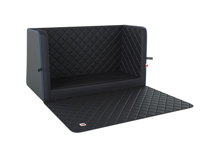 padsforall®* Tapis de voyage pour animaux cuir PU noir avec passepoil bleu, taille : S