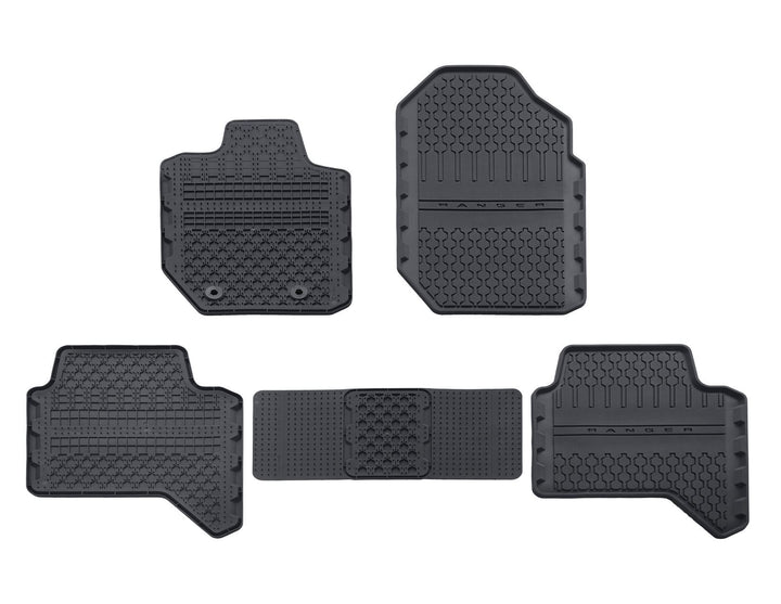 Tapis de sol en caoutchouc avant et arrière noir pour Ford Ranger