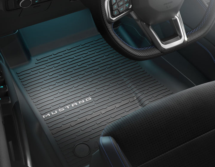 Tapis de sol en caoutchouc avant et arrière noirs pour Ford Mustang
