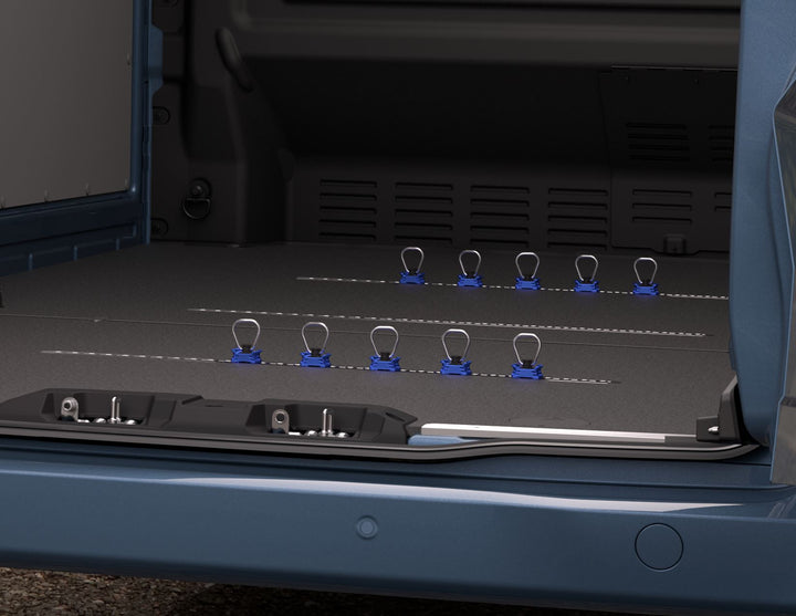 Anneaux d’arrimage du chargement bleus pour Ford Transit Custom