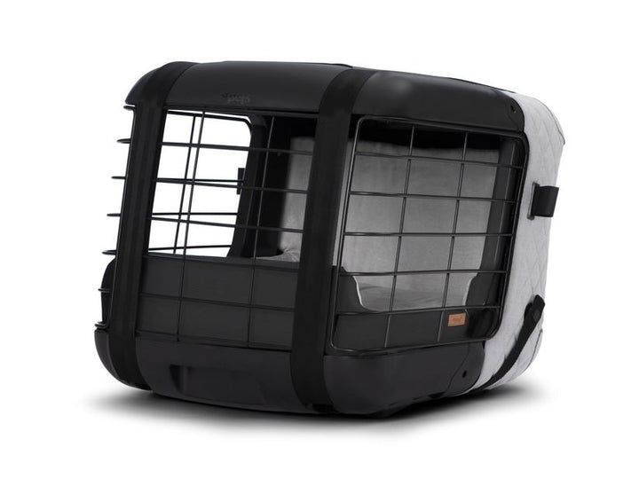 4pets® Caisse de transport Caree pour chiens et chats « Cool Grey » jusqu’à 8 kg