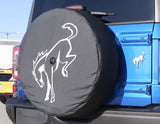 Protection de roue de secours noir avec logo poney Bronco blanc pour Ford Bronco