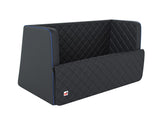padsforall®* Tapis de voyage pour animaux cuir PU noir avec passepoil bleu, taille : S