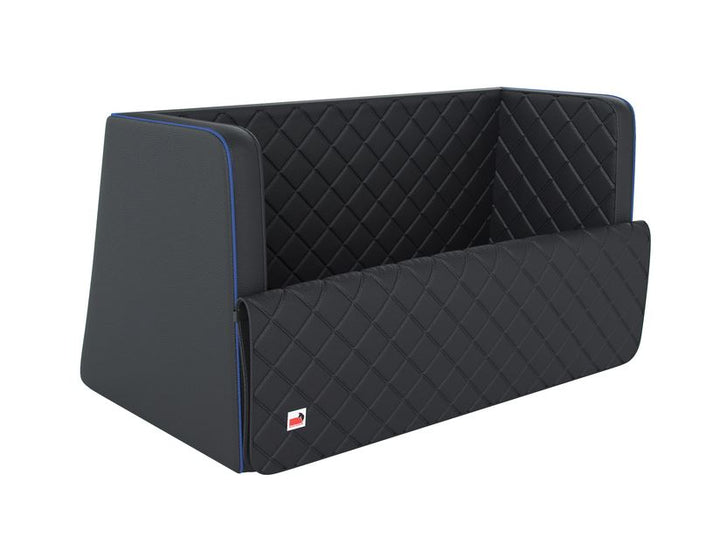 padsforall®* Tapis de voyage pour animaux cuir PU noir avec passepoil bleu, taille : S