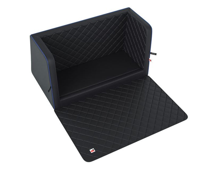 padsforall®* Tapis de voyage pour animaux cuir PU noir avec passepoil bleu, taille : S