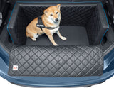 padsforall®* Tapis de voyage pour animaux cuir PU noir avec passepoil bleu, taille : S