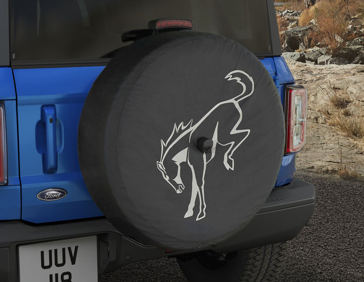 Protection de roue de secours noir avec logo poney Bronco blanc pour Ford Bronco