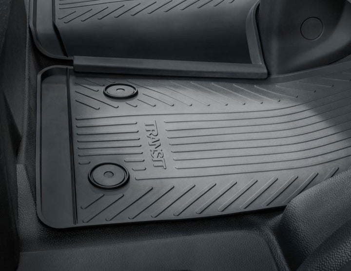 Ford Tapis de sol en Caoutchouc avant noir avec logo Transit et fixations