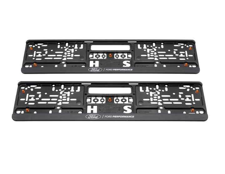 Jeu de 2 supports plaque immatriculation noirs avec logo blanc Ford Performance