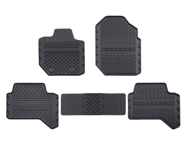 Tapis de sol en caoutchouc avant et arrière noir pour Ford Ranger