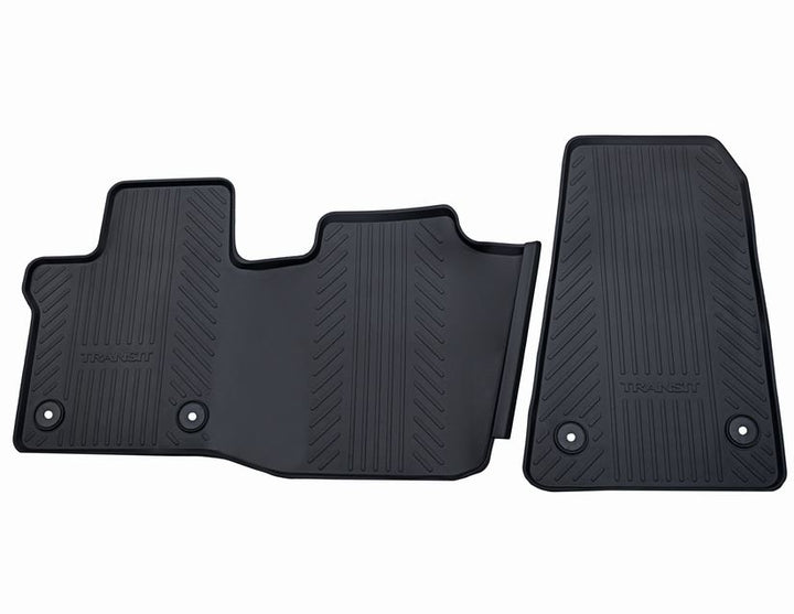 Ford Tapis de sol en Caoutchouc avant noir avec logo Transit et fixations