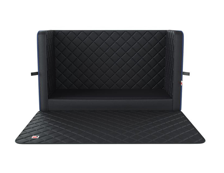 padsforall®* Tapis de voyage pour animaux cuir PU noir avec passepoil bleu, taille : S
