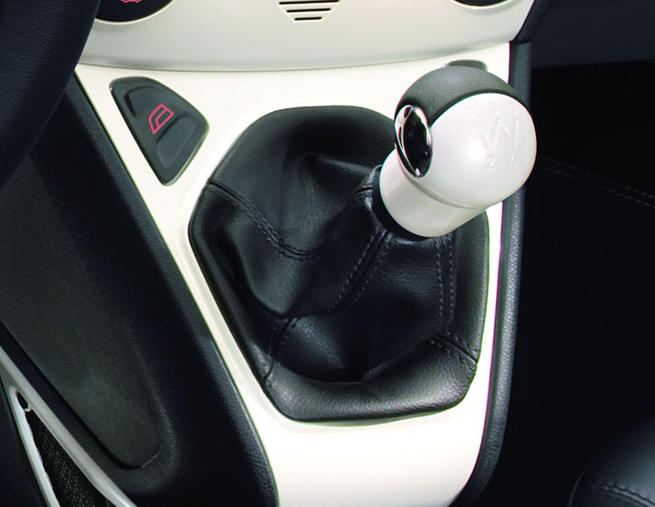 Originale Ford Ka Pommeau de levier de vitesses blanc Perle avec insert en cuir noir