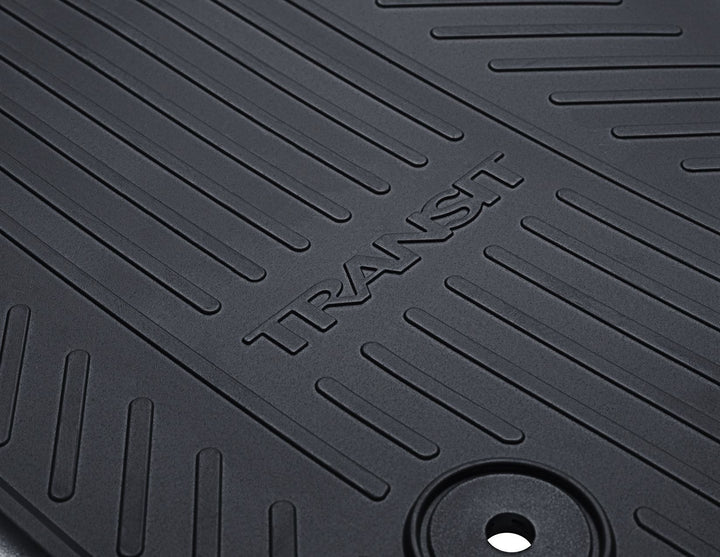 Ford Tapis de sol en Caoutchouc avant noir avec logo Transit et fixations