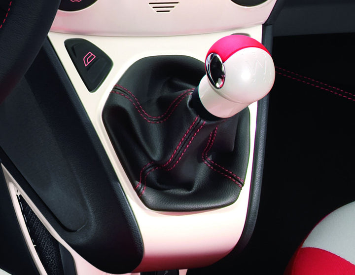 Originale Ford Ka Pommeau de levier de vitesses blanc Perle avec insert en cuir rouge