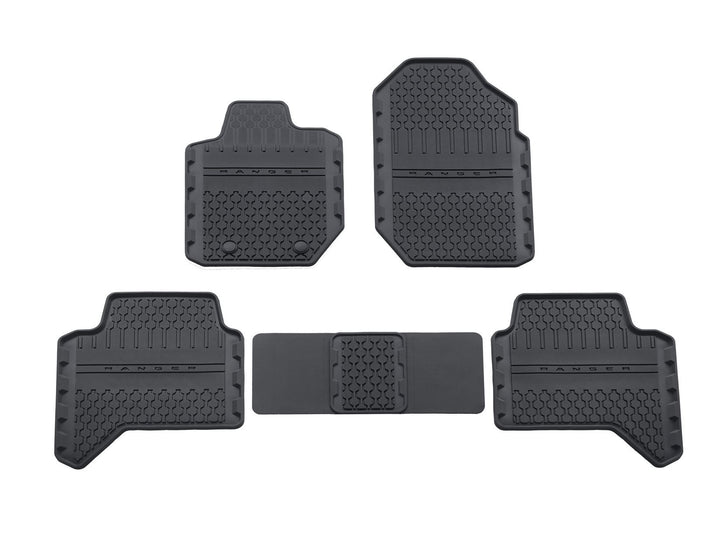 Tapis de sol en caoutchouc avant et arrière noir pour Ford Ranger