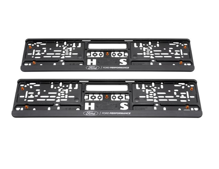 Jeu de 2 supports plaque immatriculation noirs avec logo blanc Ford Performance