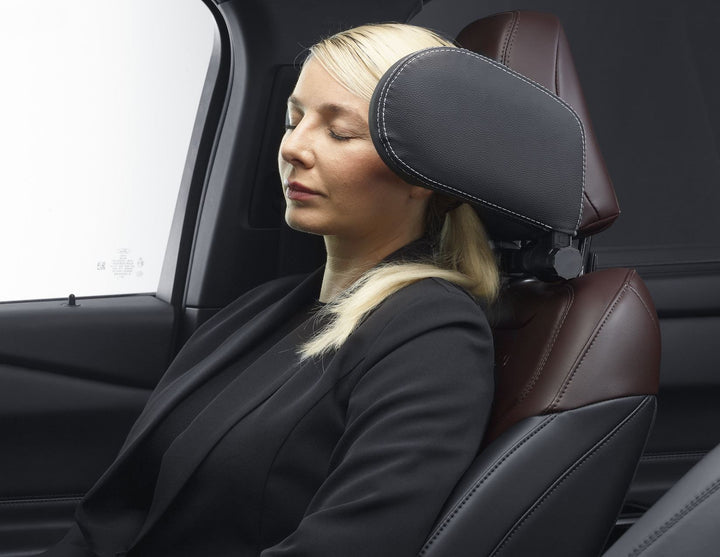 Repose-tête cuir ACV PVC noir avec passepoil argent