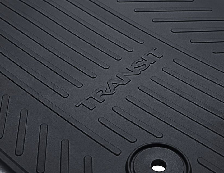 Ford Tapis de sol en Caoutchouc avant noir avec logo Transit et fixations