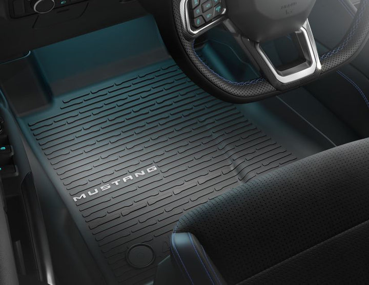 Tapis de sol en caoutchouc avant et arrière noirs pour Ford Mustang